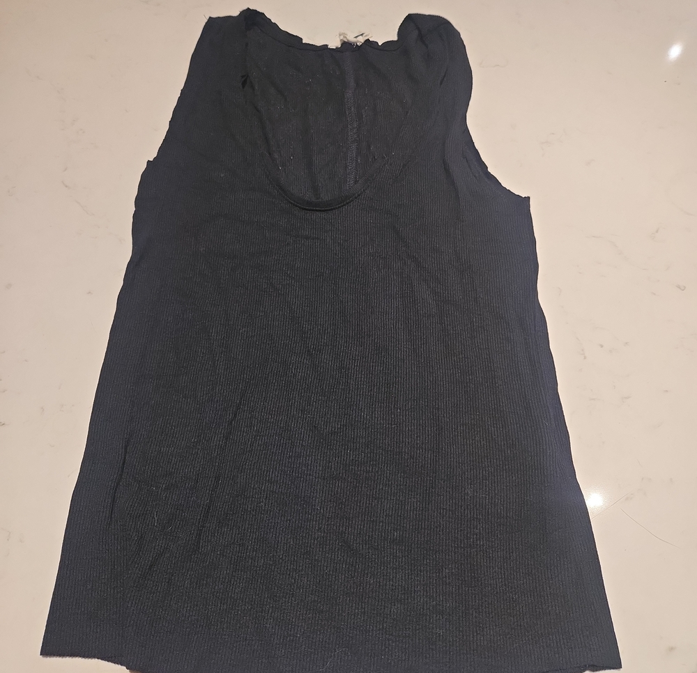 Scoop Neck Black Ribbed Tank Top - Women's